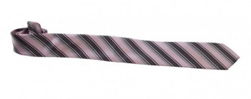 Pink Black and Silver Stripe Skinny Necktie