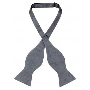 Mens Paisley Satin Self tie Bowtie Charcoal Grey