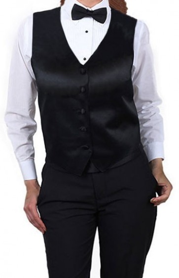 Womens Vest Uniform Satin Tuxedo Vest Only