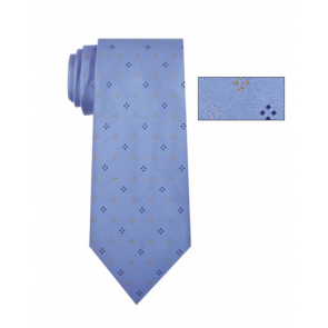 Mens Light Blue Pattern Skinny Necktie with Matching Pocket Square