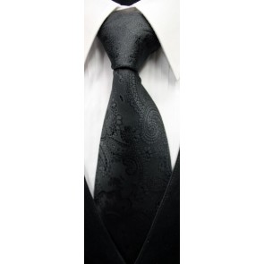 Necktie Paisley Black Self Tie Long Tie