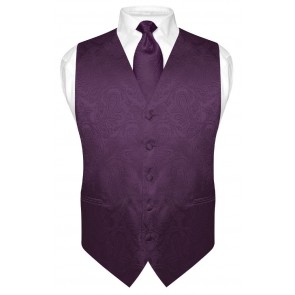 Mens Paisley Tone On Tone Vest with Tie Set All Colors-Wedding- Prom -Holiday