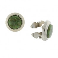 Green Shirt Cuff Button Covers Set in Silver