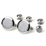 Cuff Links Studs Silver DIAMOND DUST Cuff Links Set Silver