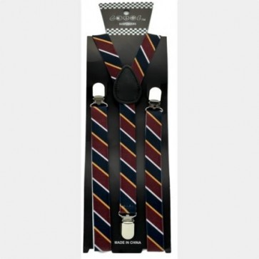 Mens Black and Brown Striped Suspenders