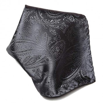 Paisley Charcoal Pattern Satin Pocket Square
