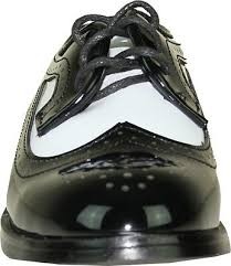 Boys Black and White Wing Tip Tuxedo Shoe