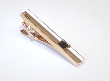 Rose Gold Fiber Optic Tie Bar with Black Faceted stone