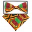 Kente Cloth Bowtie and pocket Square Set Mens Kwanzaa African Print Bow Tie