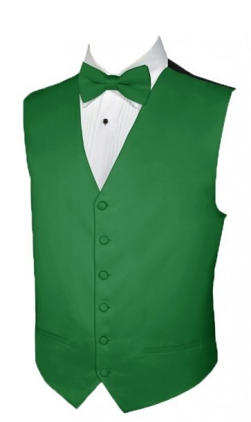 Mens Satin Emerald Green Vest ONLY With Tie optional- Holiday- Christmas