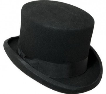 Black English Topper Hat All Wool Felt