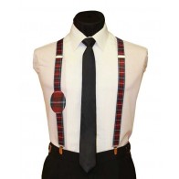 Plaid Burgundy Holiday Christmas Suspenders X-Mas