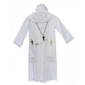 Infant Boys White Baptism Outfit Christening Gown 5-Piece Set