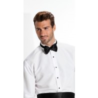 White Microfiber Fitted Dress Shirt Wing Collar Slim Cut