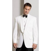 White Dinner Jacket Microfiber Shawl Lapel Tuxedo Jacket Wedding and Prom Coat
