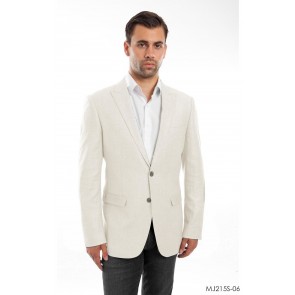 Mens Ivory Linen Sports Coat Peak Lapel- Coat Only