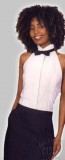 Women's Tuxedo Shirt Halter Top White Wing tip Collar Backless
