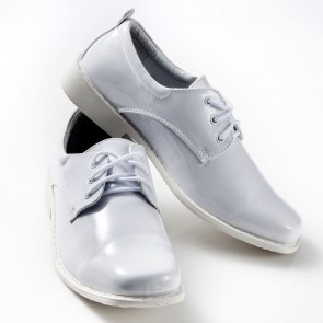 Tuxedo Shoes BOYS White Slim Square Toe Lace Up Shoes