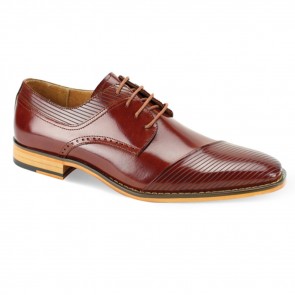 Frazer Men's Cognac Stripe Cap-Toe Dress Shoe