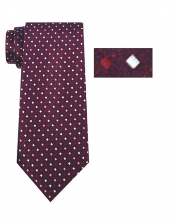 Mens Burgundy and Pink Striped Pattern Skinny Necktie with Matching Pocket Square
