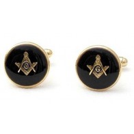 Cufflinks Masonic Round Black Background Cuff Links