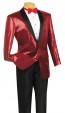 Sequin Sport Coat  Dinner Jacket Shawl Lapel- Blazer Black Gold and Red