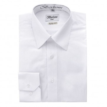 White Slim Fit Dress Shirt Convertible French Cuff