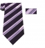 Mens Lavender, Purple and White Striped Skinny Necktie
