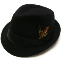 Fedora Hat Black with Feather Satin Strap Ribbon