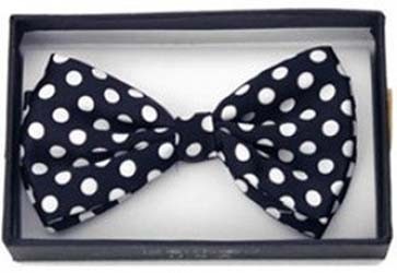 Mens Black and White Polka Dot Bowtie