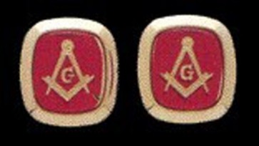 Cufflinks RED MASONIC SOFT SQUARE Cuff Links Gold