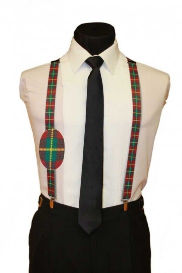 Plaid Tartan Red Holiday Christmas Suspenders X-Mas
