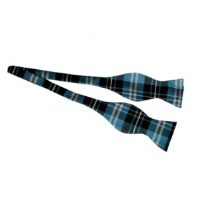 PLAID TURQ SELF TIE BOW TIE