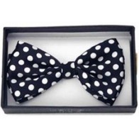 Mens Black and White Polka Dot Bowtie