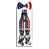 USA Flag Partiotic Suspenders and Bowtie Set