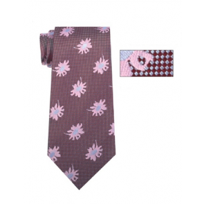 Mens Burgundy, Silver and Blue Pattern Skinny Necktie with Matching Pocket Square