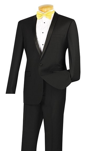 Mens Black Narrow Shawl Lapel Slim Fit Tuxedo