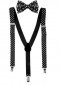 Mens Black and White Polka Dot Suspenders Set