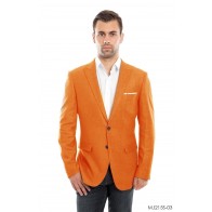Mens Orange Linen Sports Coat Peak Lapel- Coat Only