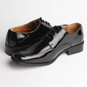 Tuxedo Shoes Black Slim Square Toe Lace-Up Top Stiching