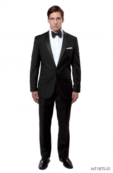 Tuxedo Black High Fashion Framed Peak Lapel Satin Trim