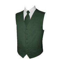 Mens Satin Hunter Green Vest ONLY With Tie optional- Holiday- Christmas