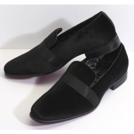 Mens New Black Couture 1901 Velvet Slip on Dress shoe with Satin Strap