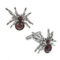 Cuff Links  Spider Ruby Cuff Links in Silver