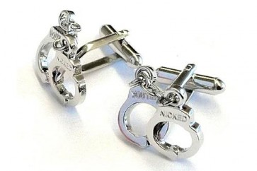 Hand Cuff Design Cufflinks Silver FInish