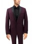 Tuxedo Burgundy High Fashion Framed Peak Lapel Satin