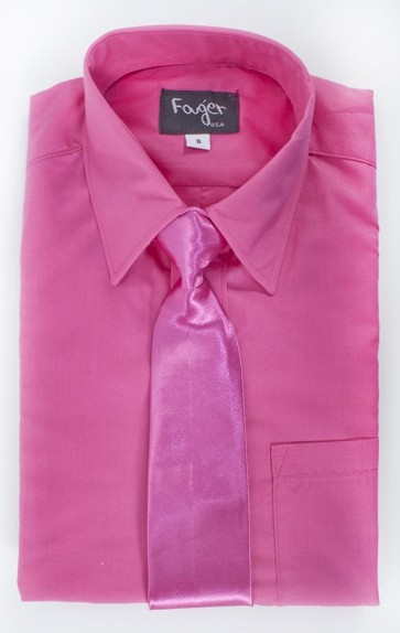 Boys Shirt and Shiny Necktie Set All Colors