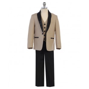 3PC SLIM FIT BOYS TAN SHAWL LAPEL Toddler - Children - Kids- wedding