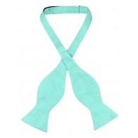Mens Paisley Satin Self tie Bowtie Aqua