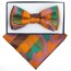 Boys Orange and Purple  Paisley Pattern Bowtie and pocket square